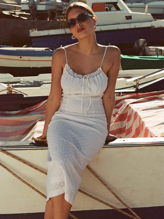 Rouje Dresses & Skirts - Rouje White Spaghetti-Strap Midi Dress